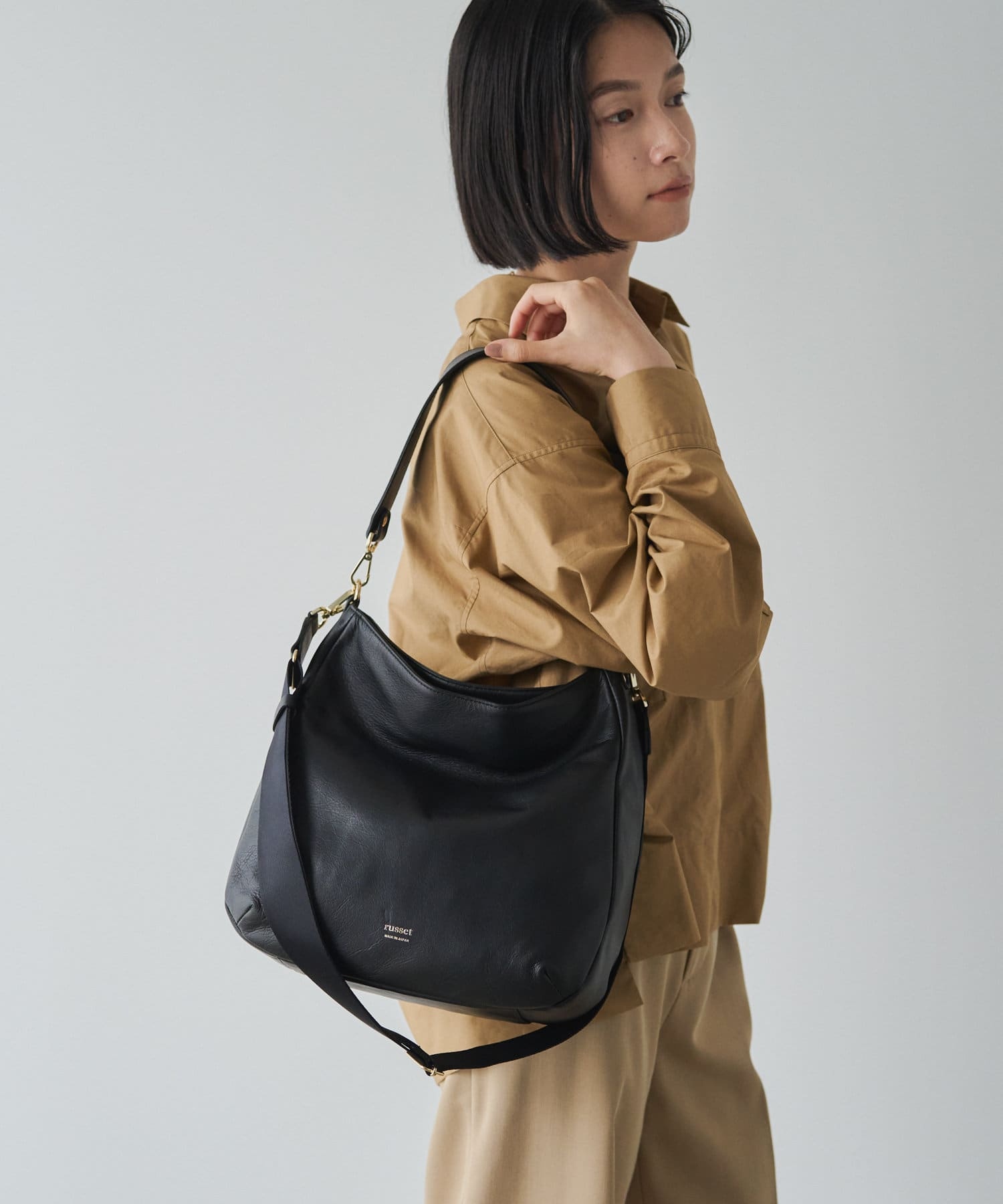 Russet [Soft leather] Large shoulder bag
